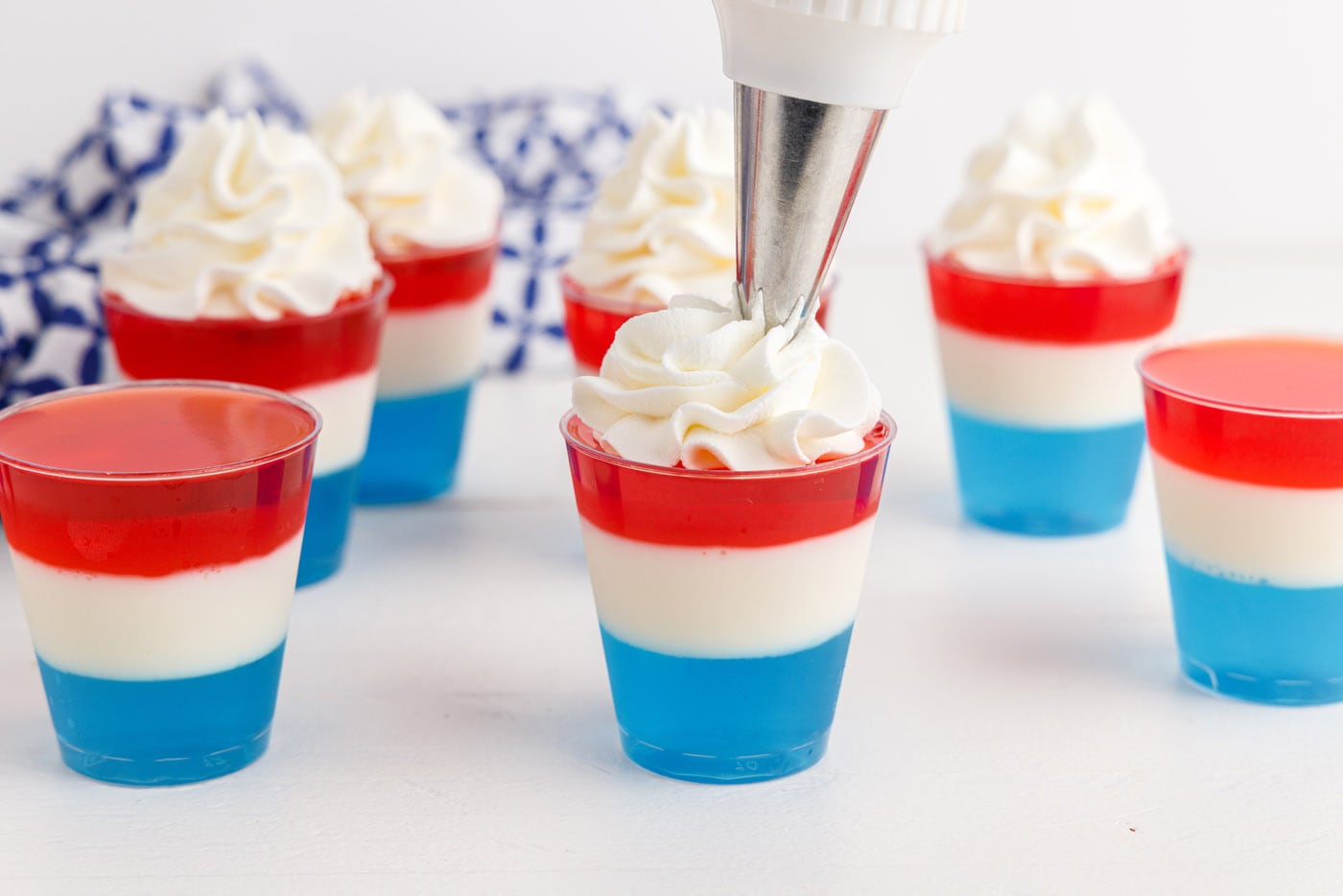 whipped cream on top of 4th of july jello shots