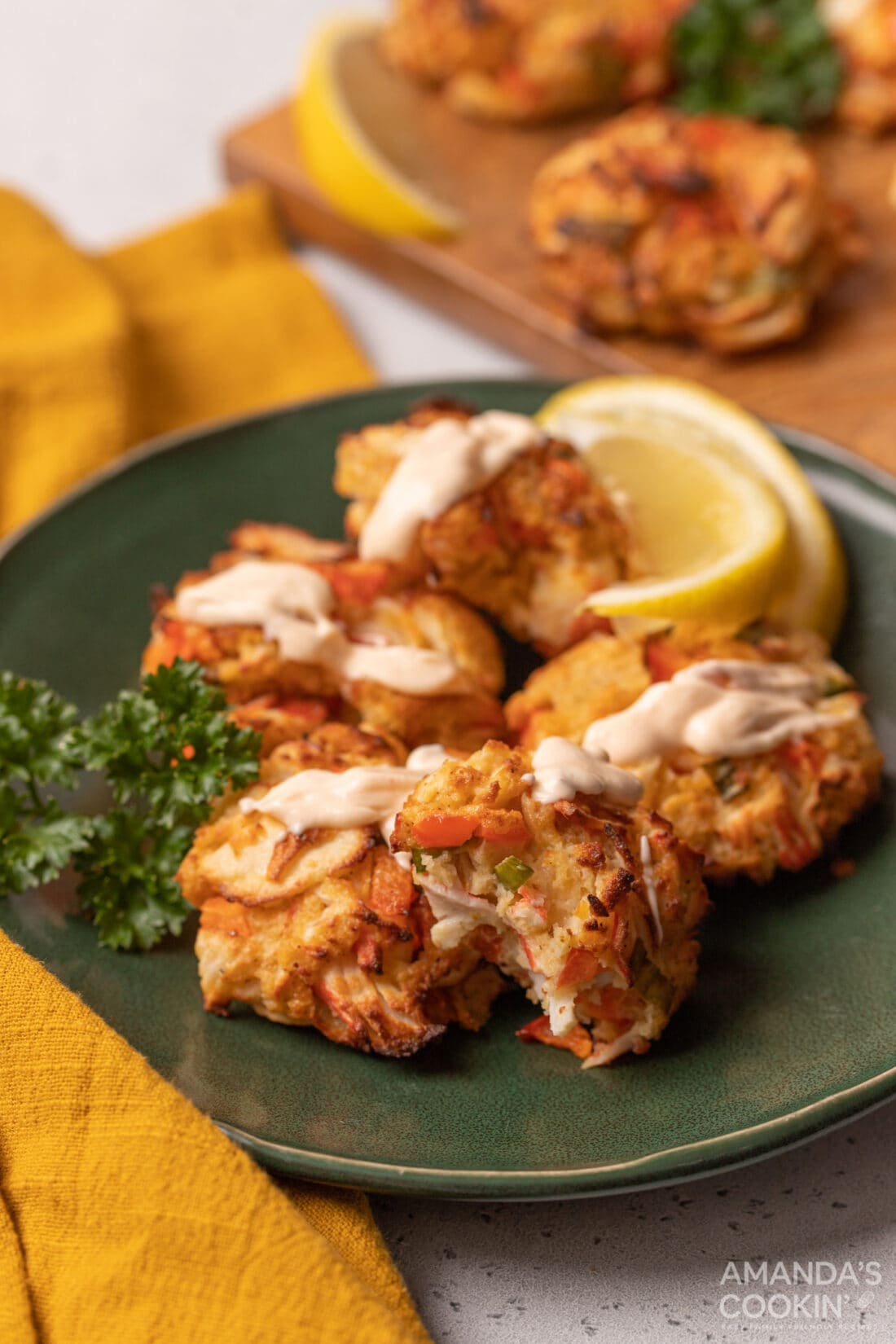 Air Fryer Crab Cakes on a plate