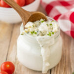 jar of Blue Cheese Dressing with spoon