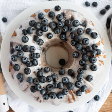 overhead photo of Blueberry Bundt Cake