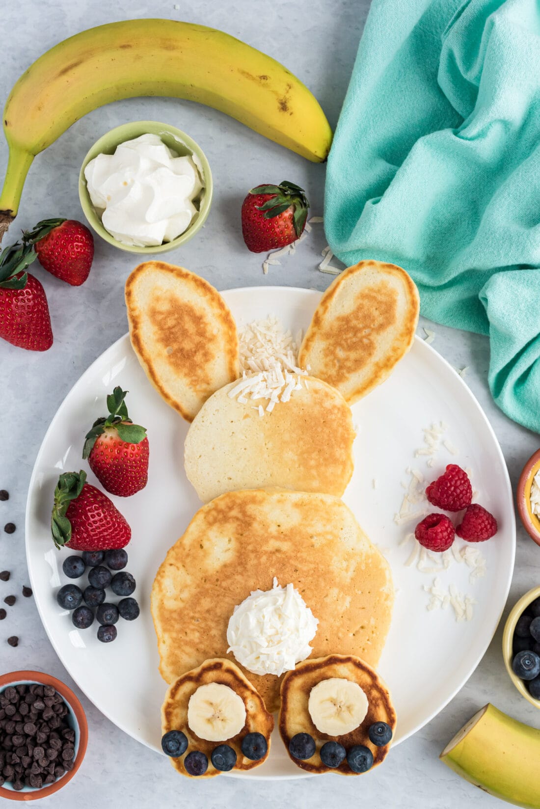Bunny Butt Pancakes on a plate