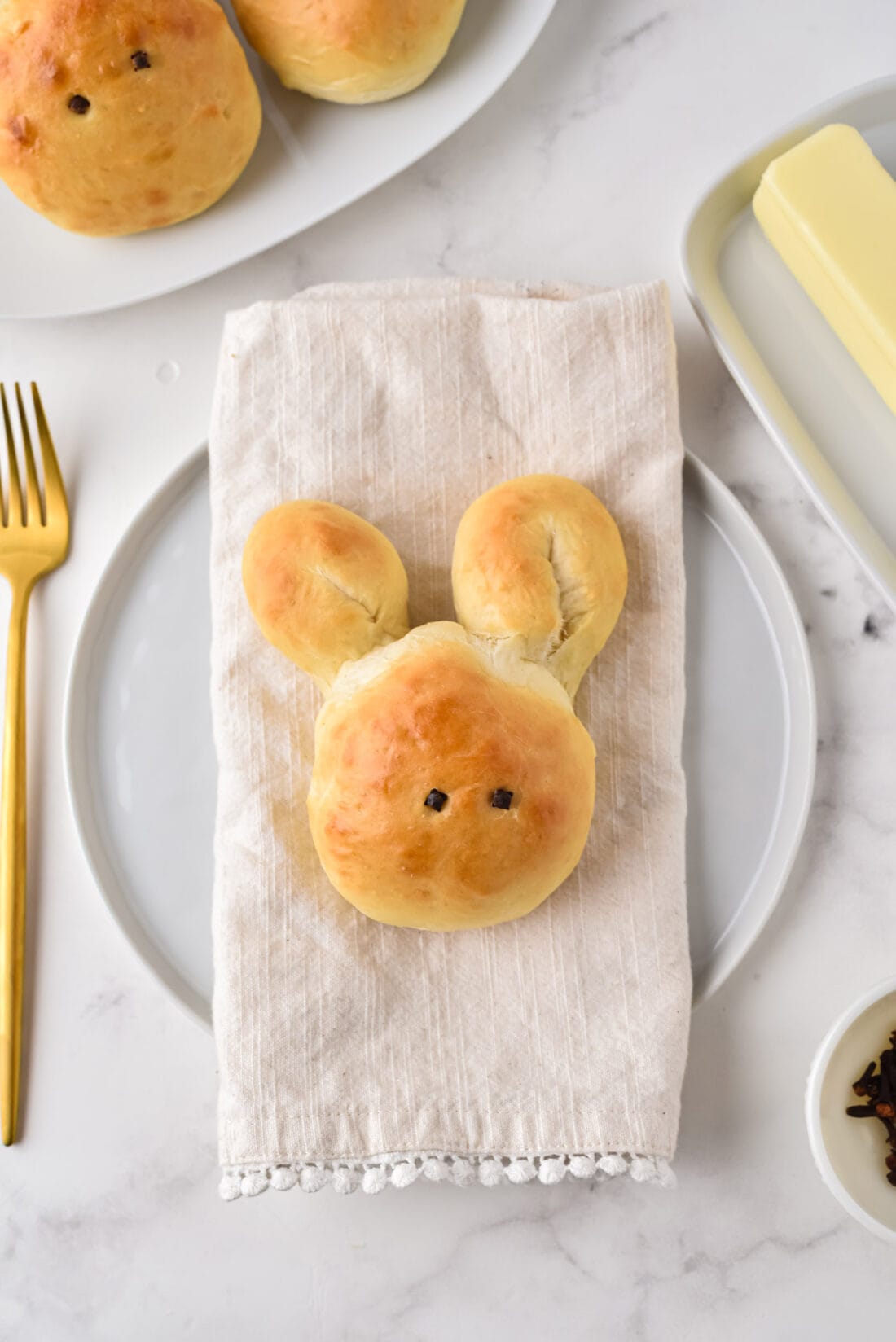 Bunny Roll on a napkin as a place setting