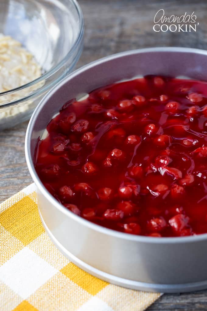 cherry topping in springform pan