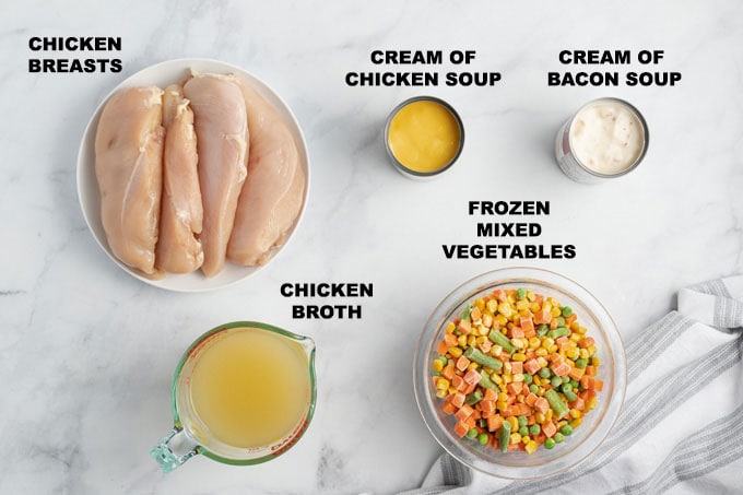 ingredients - chicken, soups, frozen vegetables