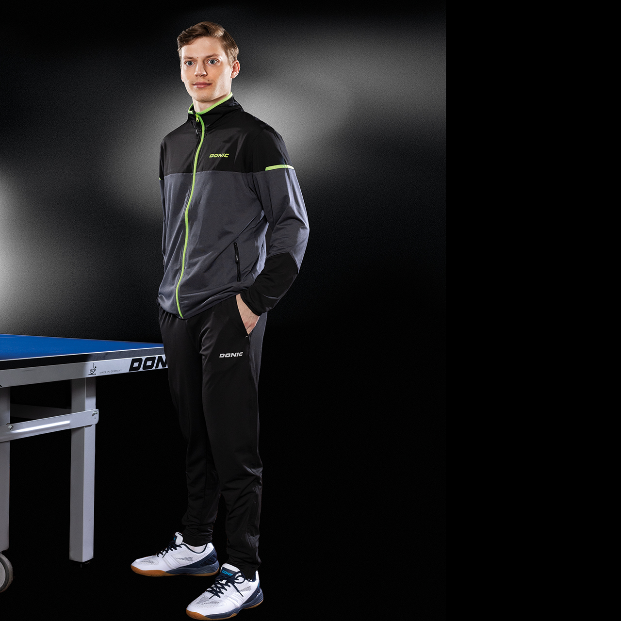 DONIC Tischtennis Anzugjacke Craft schwarz/limegrün Model 