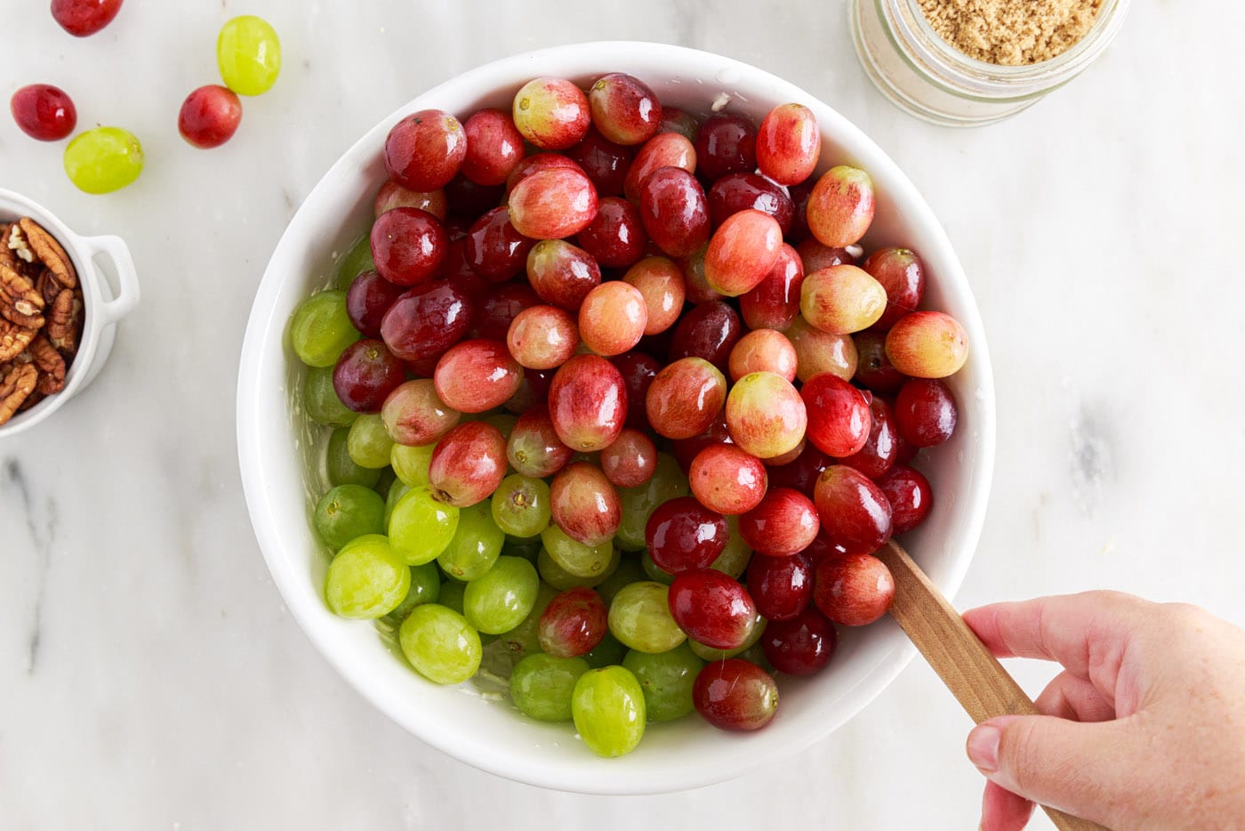 red and green grapes in a large bowl