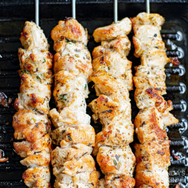 Greek Chicken Kabobs on grill