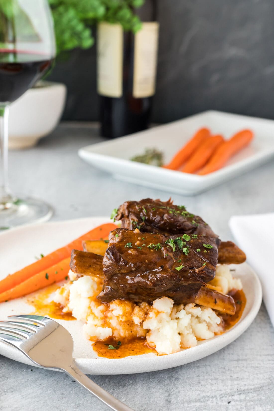 Instant Pot Beef Short Ribs on a plate