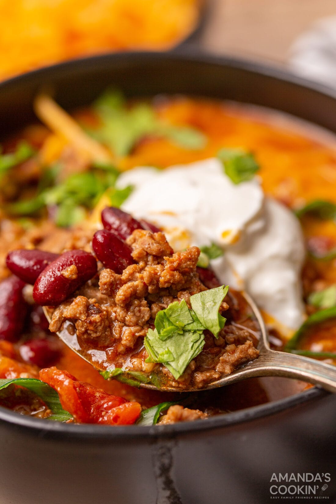 spoon of Instant Pot Chili