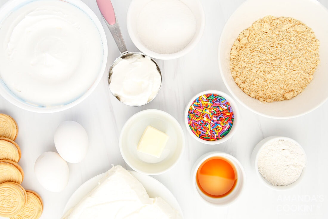 ingredients for Instant Pot Funfetti Cheesecake