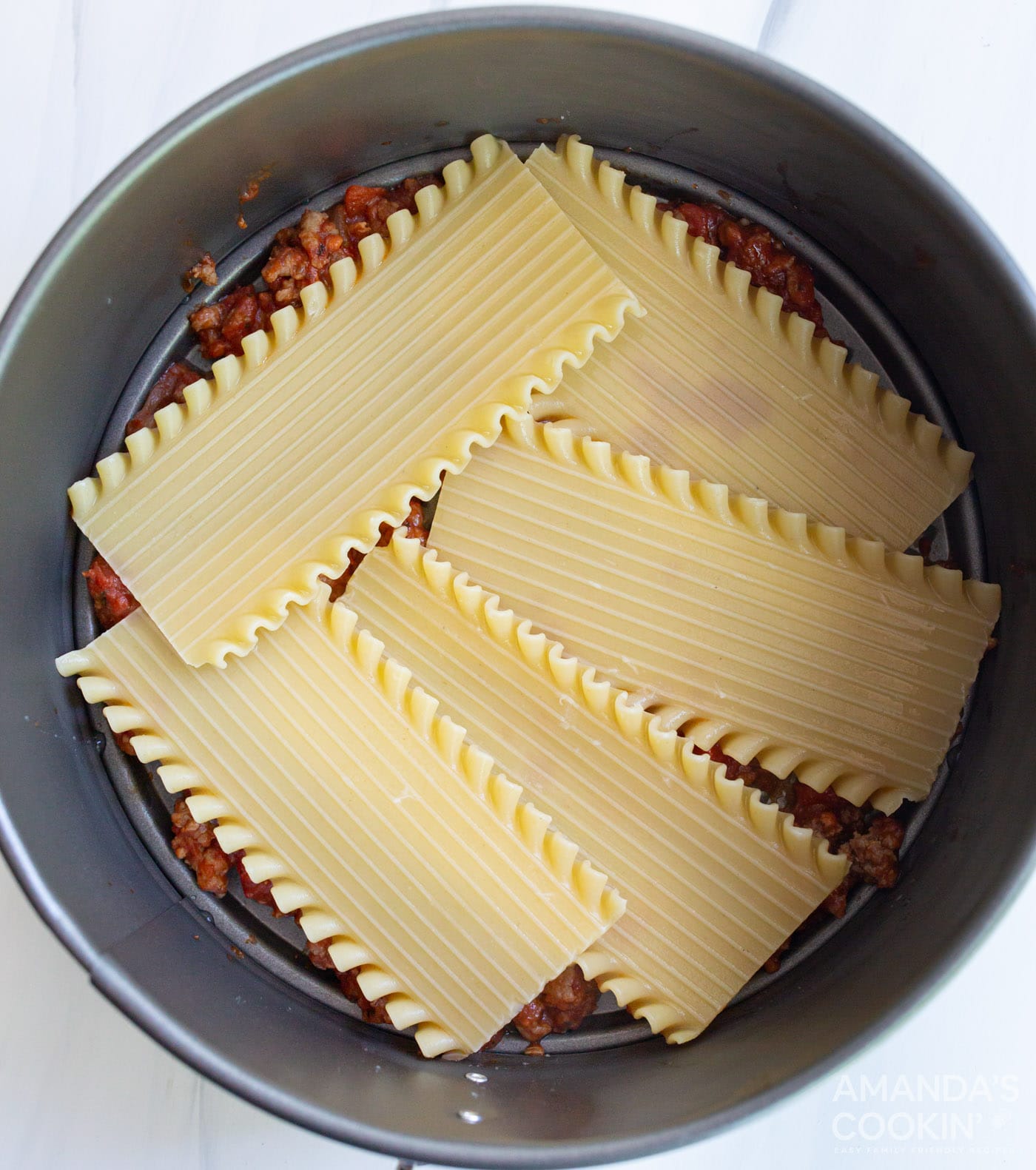 lasagna noodles in springform pan