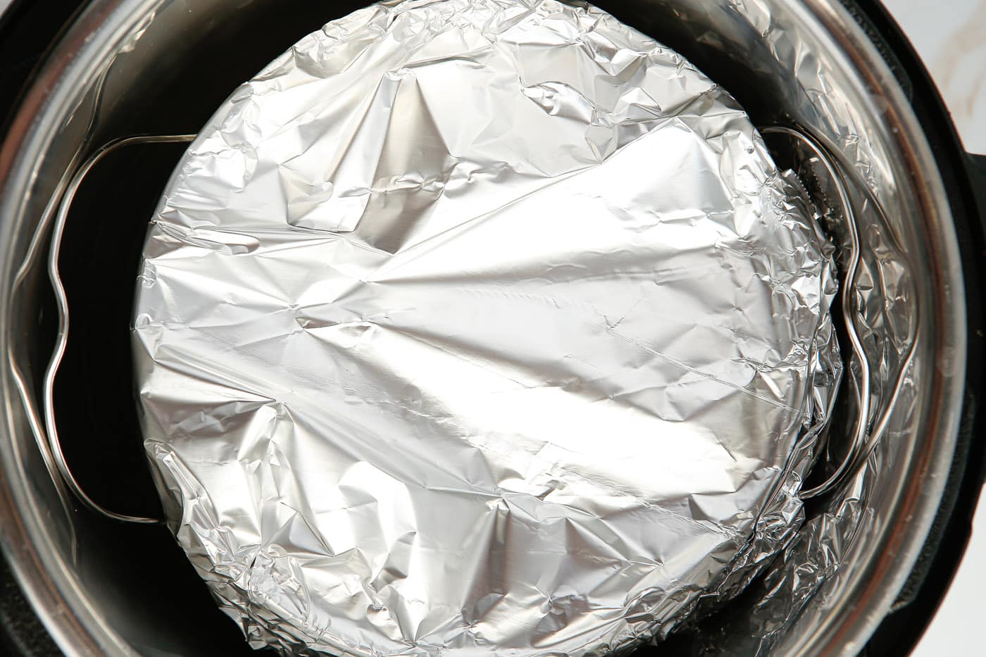 aluminum foil wrapped cheesecake in the instant pot