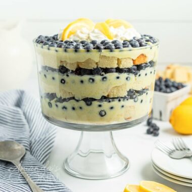 side view of lemon blueberry trifle