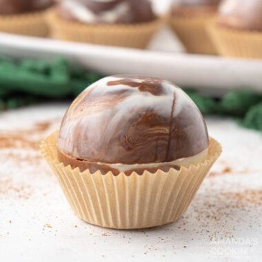 hot cocoa bomb in a silicone cupcake liner
