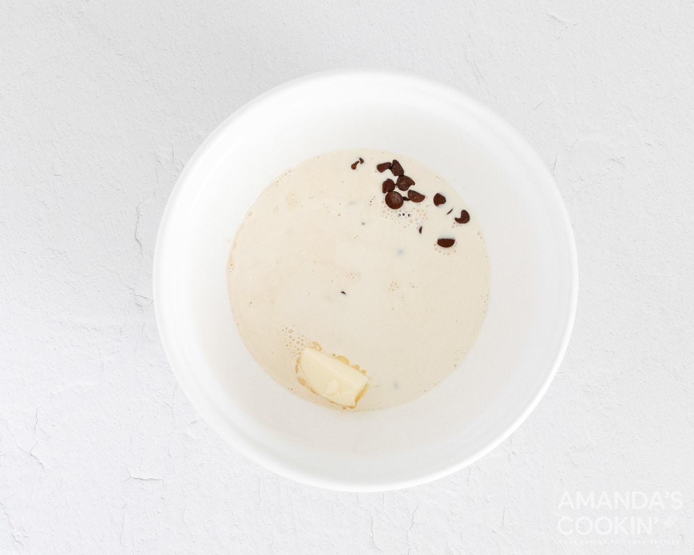 butter, chocolate, and cream in bowl