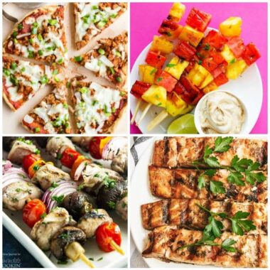 A bunch of different types of grilled food