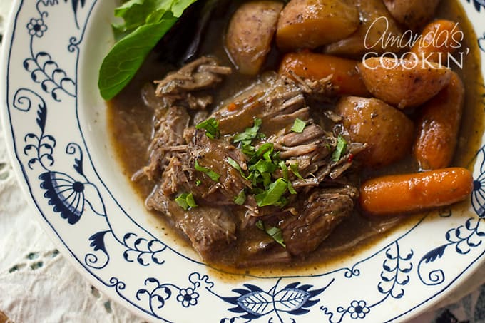 Delicious pot roast on a plate
